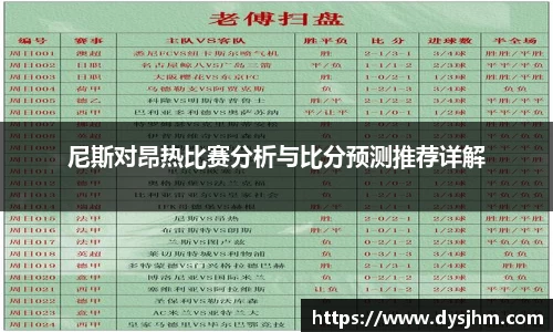 尼斯对昂热比赛分析与比分预测推荐详解